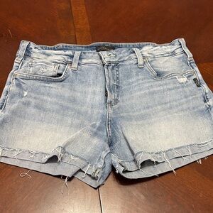 Silver Jeans Light Blue Frayed Denim Shorts